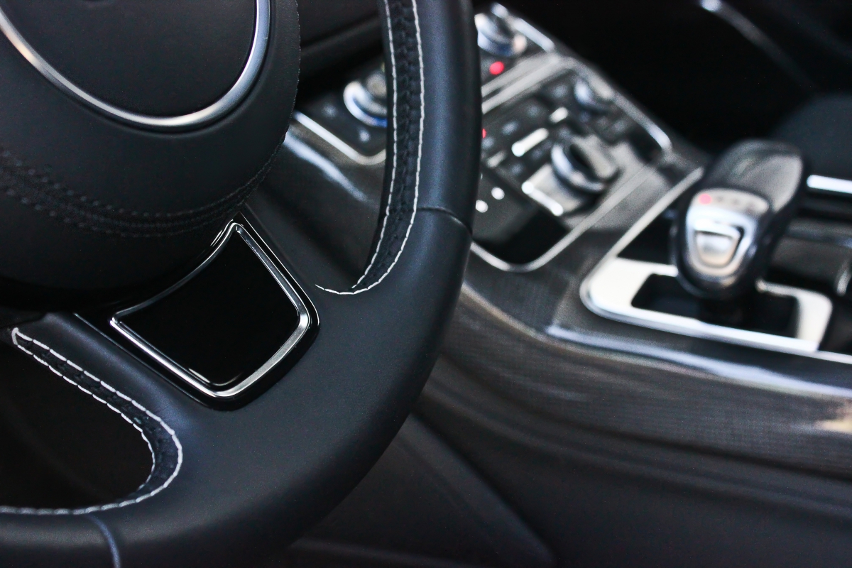 Closeup of Leather Steering Wheel