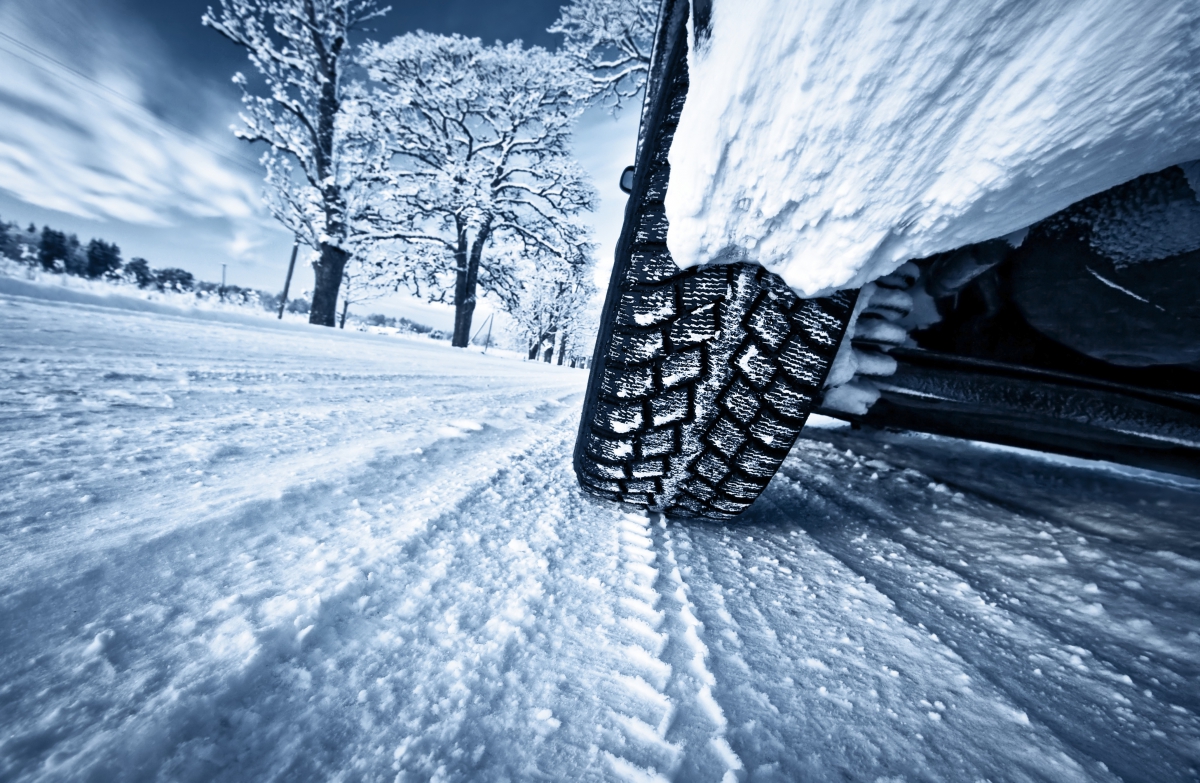 Winter Tires on a Snowy Road