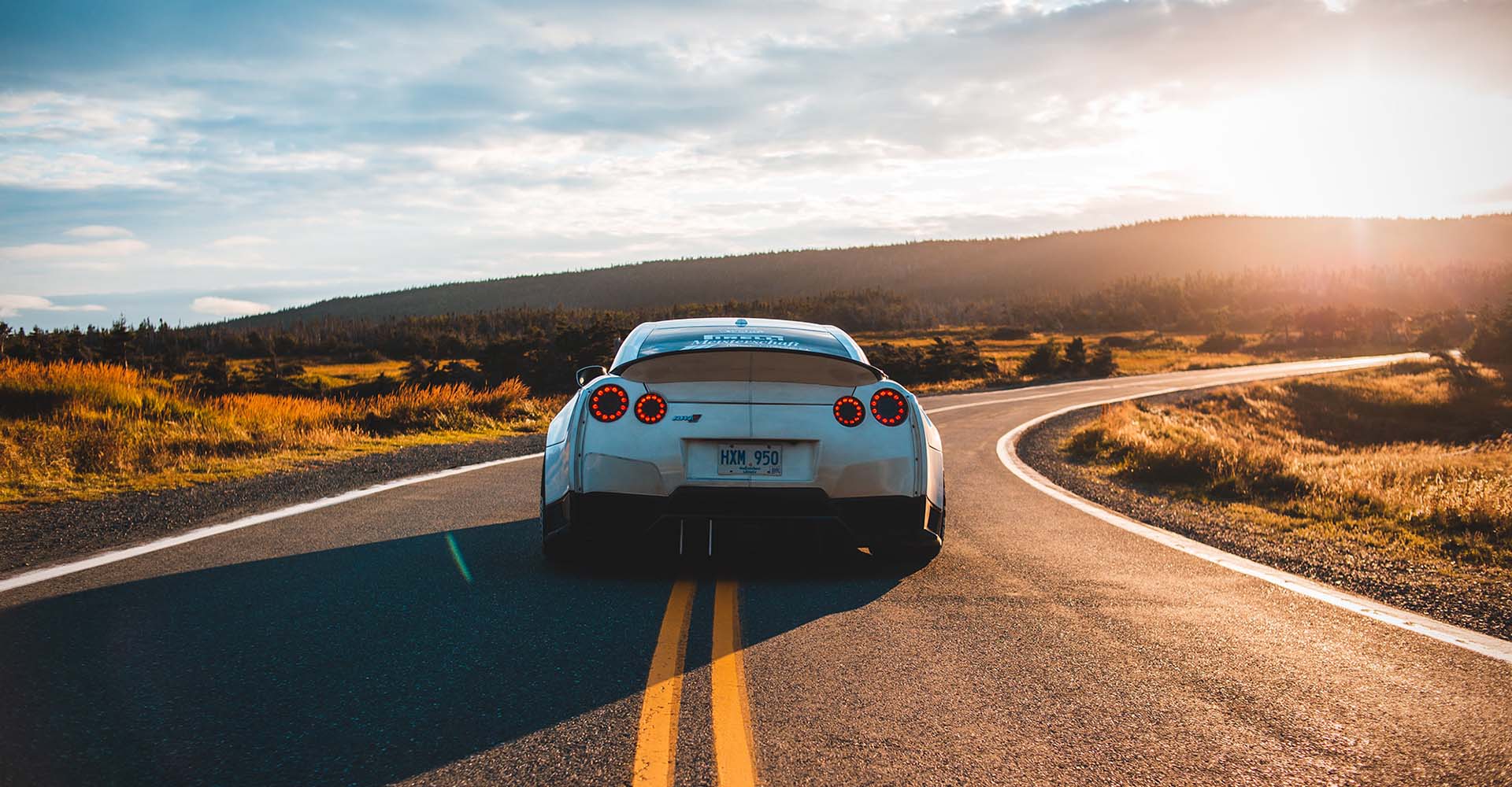 A car driving on an open road