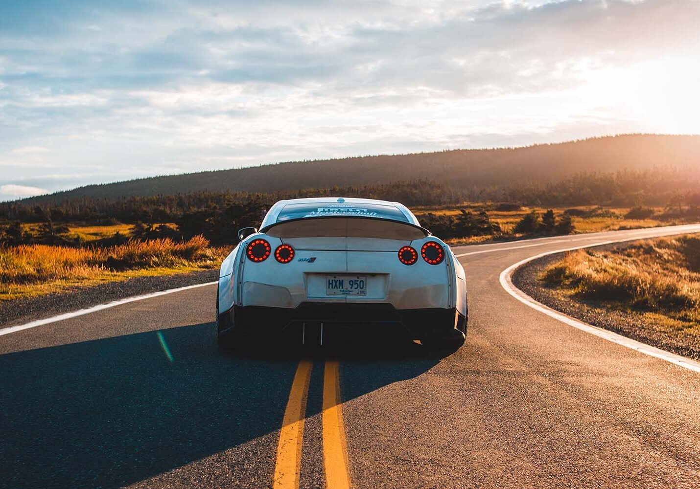 A car driving on an open road