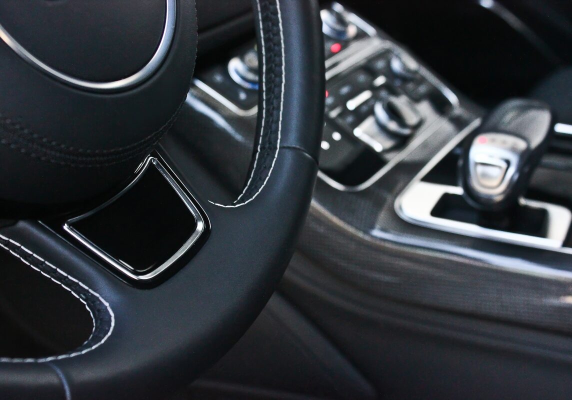 Closeup of Leather Steering Wheel